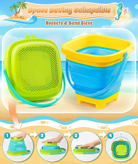 DUDUCOFU mesh beach bag keeps toys organized and dries quickly.
