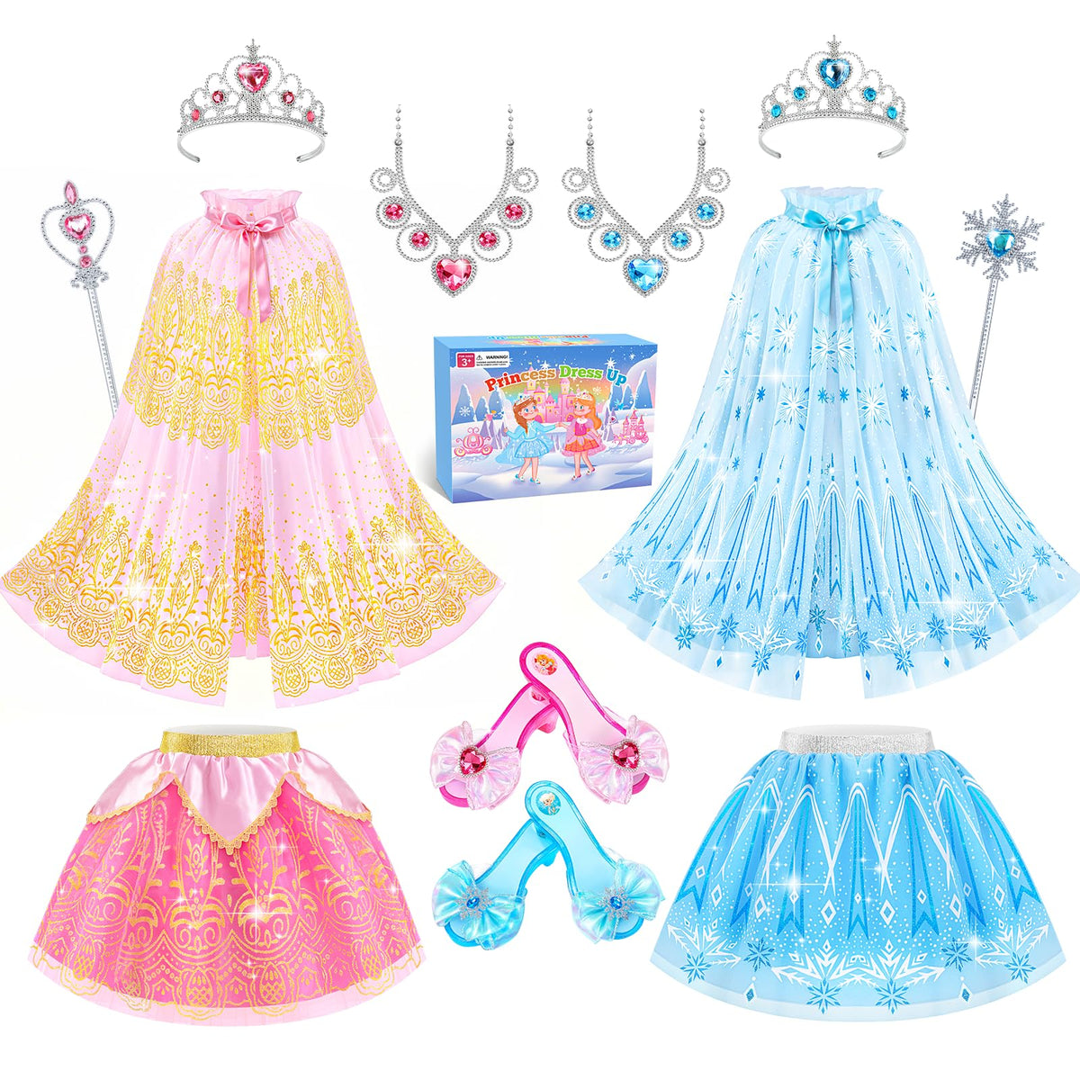 DUDUCOFU princess dress pink skirt for imaginative pretend play