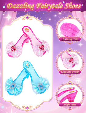 DUDUCOFU princess shoes glitter heels for stable steps