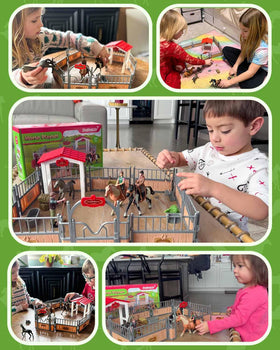 DuDuMo educational setup guides help kids learn about horse breeds during play.