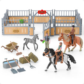 DuDuMo horse stable playset with three horses encourages imaginative play and storytelling.