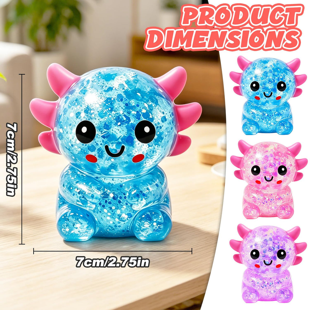 Dufricen axolotl sugar squishy ball, portable desk companion for anxiety.