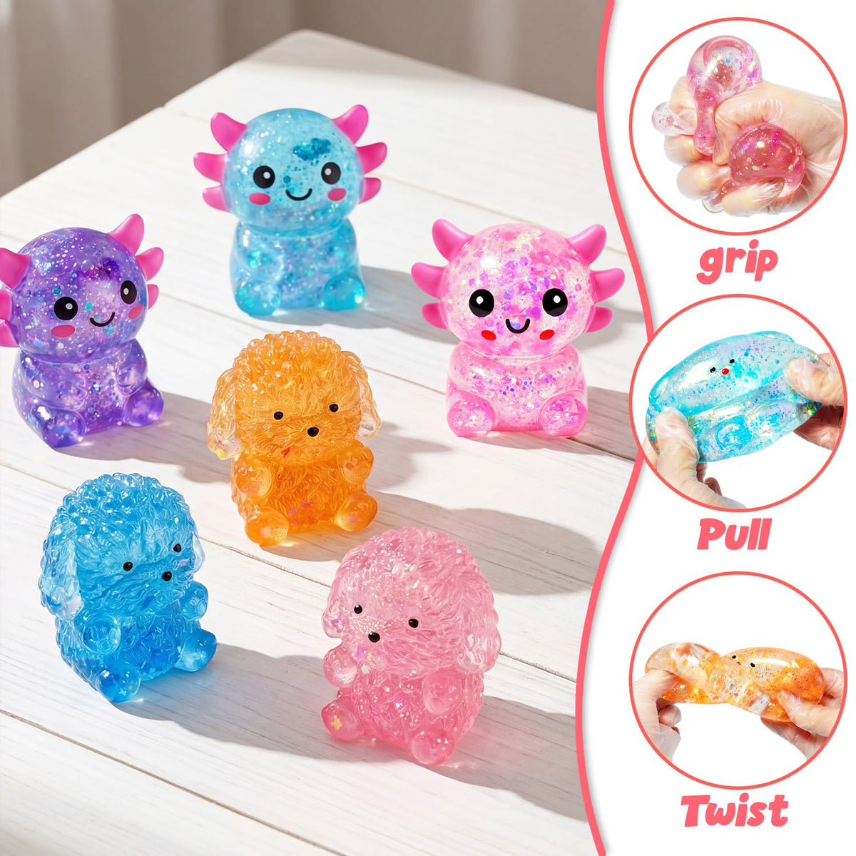 Dufricen axolotl sugar squishy ball, classroom rewards and tactile play.
