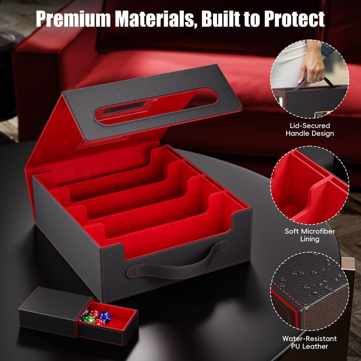 Dufvrpe removable dice box included for game night organization