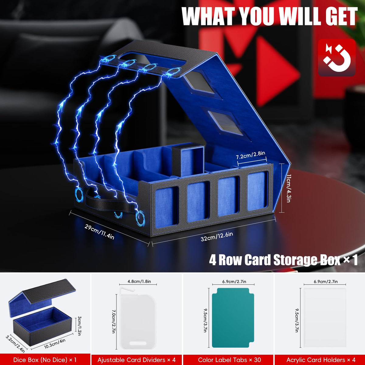 Dufvrpe trading card storage box handle enables safe carrying during travel.