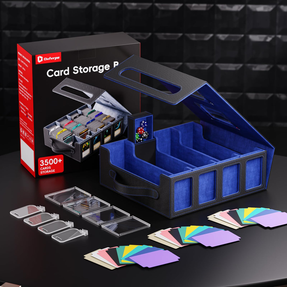 Dufvrpe trading card storage box in-use keeps decks neatly portable.