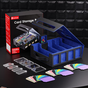 Dufvrpe trading card storage box in-use keeps decks neatly portable.