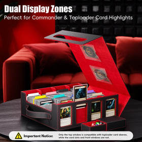 Dufvrpe toploader display panel showcasing key sleeved cards