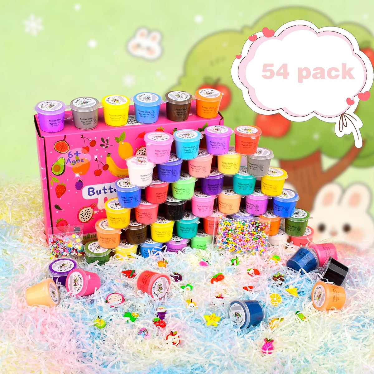 DUJUANHUA 54-pack kit arrives gift-wrapped in a fruit-pattern box