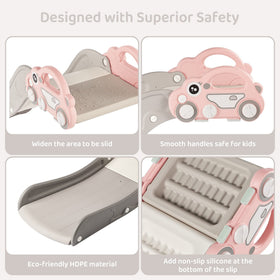 Duke Baby slide features guardrail for secure indoor use.