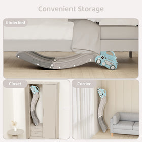 Duke Baby slide car shaped handrails encourage easy grip during play.