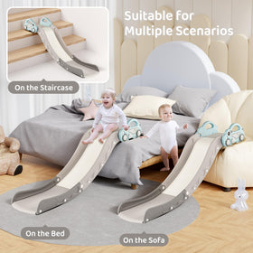 Duke Baby indoor slide extended buffer zone provides gentle, safe slope on couches.