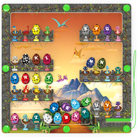 DUKVSG Magnetic Alphabet Maze with Dinosaur Park for ABC learning and color matching