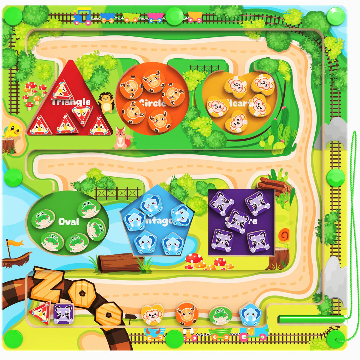 DUKVSG magnetic color shape maze board enhances color recognition and dexterity.