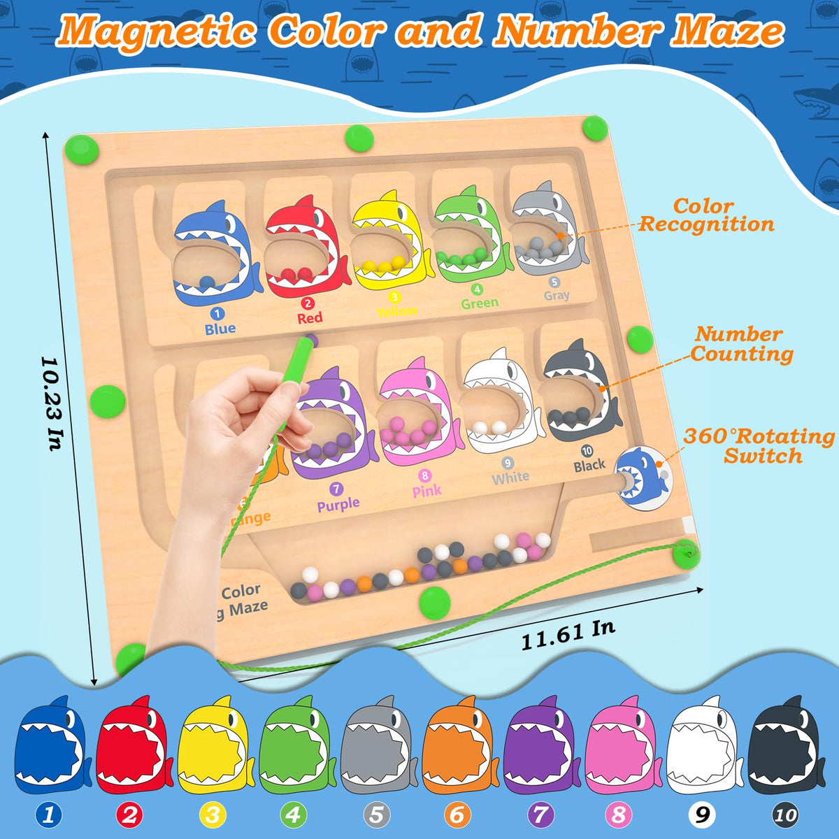 DUKVSG Wand moves color candies toward the shark mouth, building hand-eye coordination.