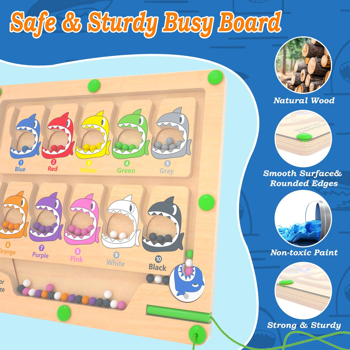 DUKVSG Montessori wooden puzzle board with bright colors for engaging learning.