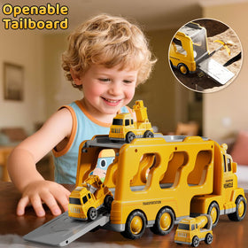 DULONIME 5-in-1 carrier truck with small car reveals versatile play scenarios.