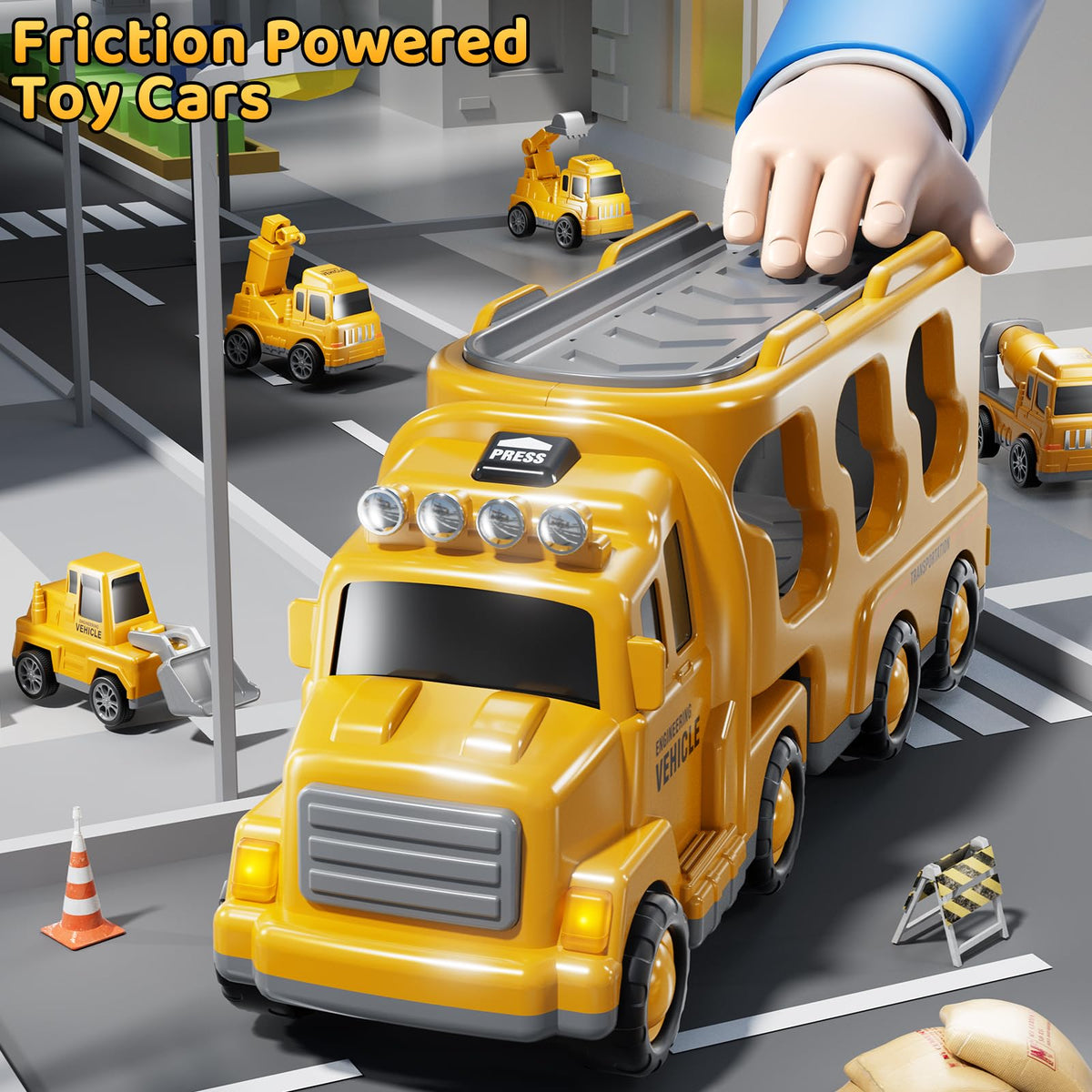 DULONIME toddler-friendly truck set supports coordination and imaginative storytelling.
