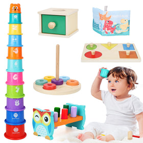 Dulsaera Montessori toy blocks support tactile exploration and color recognition.