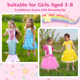 Dulsaera princess dress lavender with ruffles, perfect for daily dress-up and creative pretend play.