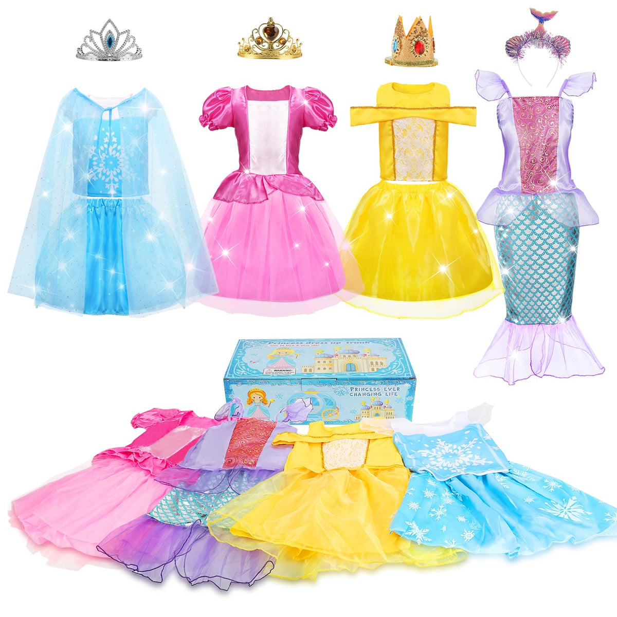 Dulsaera princess dress soft pink glitter for imaginative play and dress-up fun.