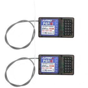 DUMBORC P6FG receiver front view, compact 6-channel profile for RC cars