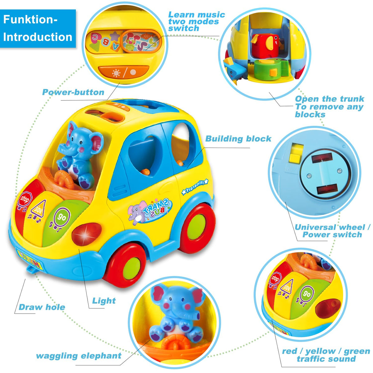 DUMMA bus detects obstacles and turns with flashing lights.