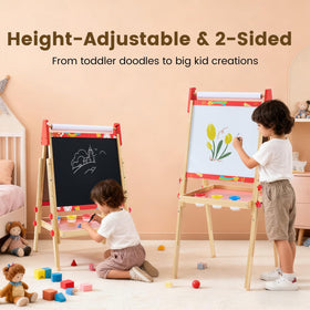 DUMOS double-sided magnetic chalkboard and whiteboard for versatile play