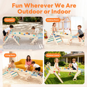 DUMOS Pikler arch component enabling imaginative play and versatile setups.