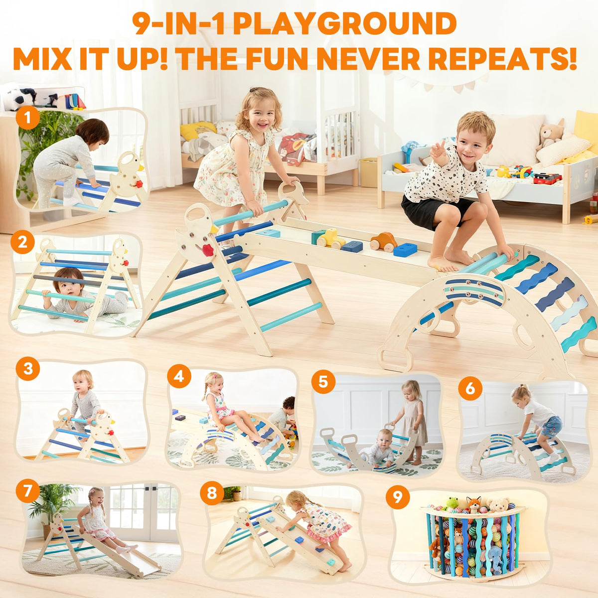 DUMOS Pikler ramp section encouraging balance and confident climbs.