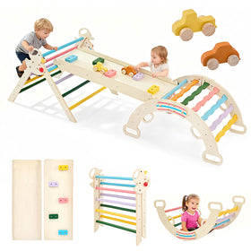 DUMOS Pikler triangle arch promotes safe climbing and imaginative play.