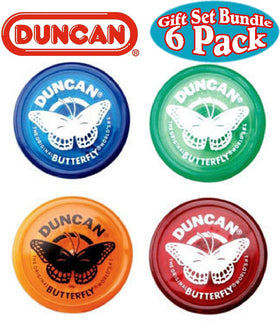 Duncan Butterfly Yo-Yo with durable plastic body and steel axle, smooth spins.