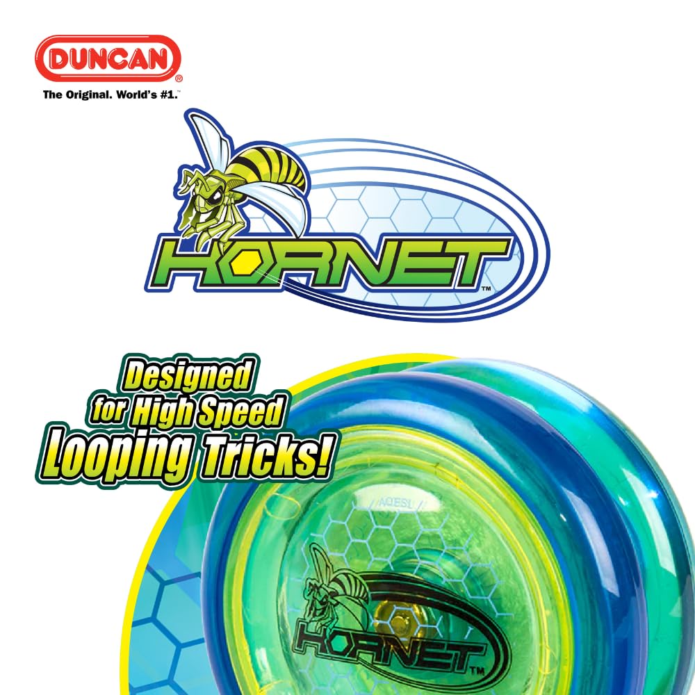 Duncan Hornet Pro looping yo-yo side view highlights sleek modified-style profile and balance.