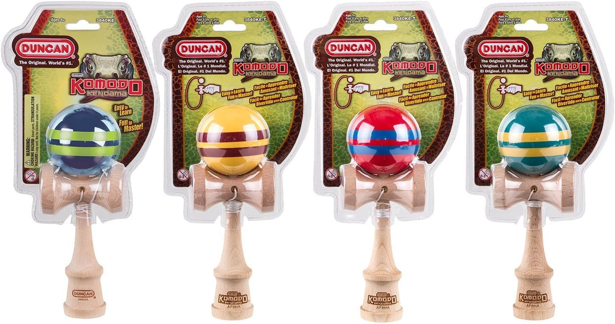Duncan Komodo Kendama tama-gloss finish for durable color during play.