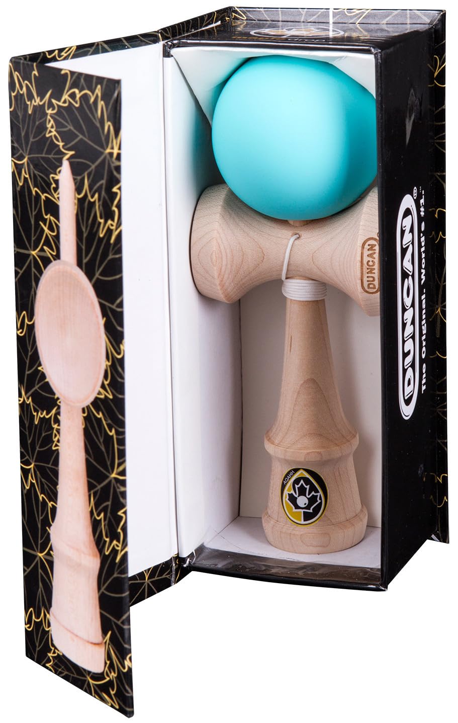 Duncan Maple Drop Pro Kendama ken close-up for precise balance during practice.