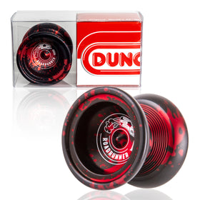 Duncan Roadrunner Yo-Yo in black with red splash for advanced tricks and smooth spins.
