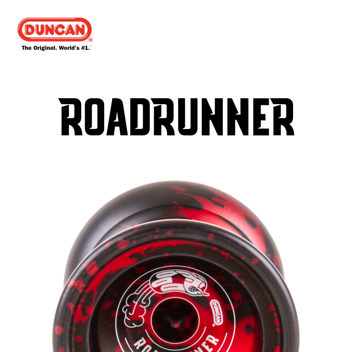 Duncan Roadrunner yo-yo dark red front view showing durable aluminum body for long-lasting play