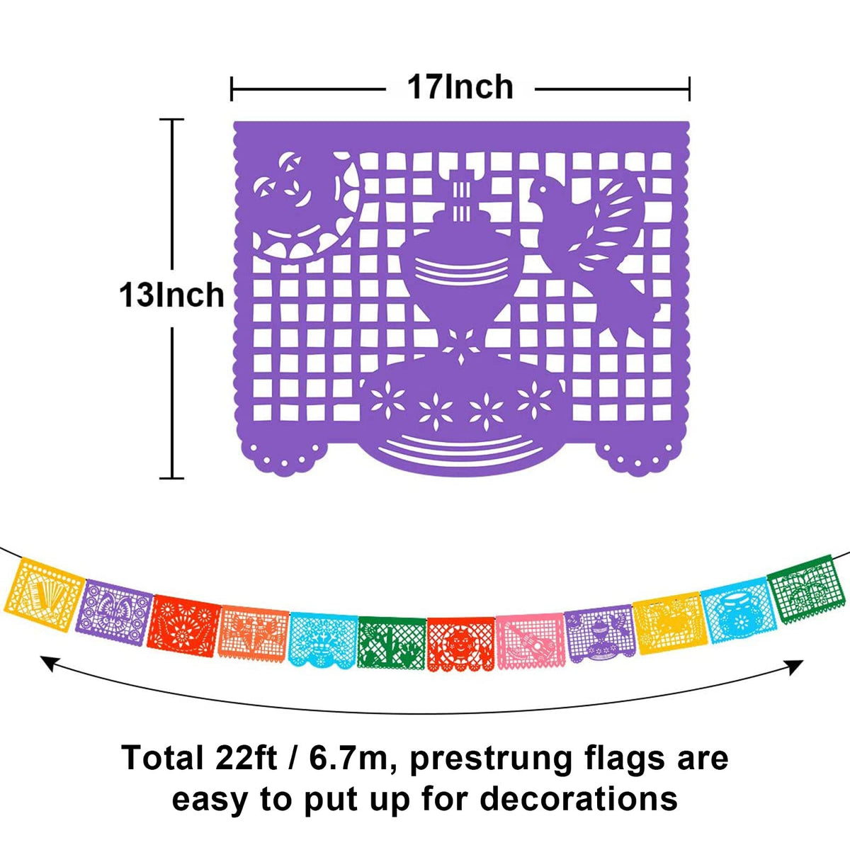 DUNCHATY Mexican banner pattern 03 shows bright panels ideal for outdoor parties.