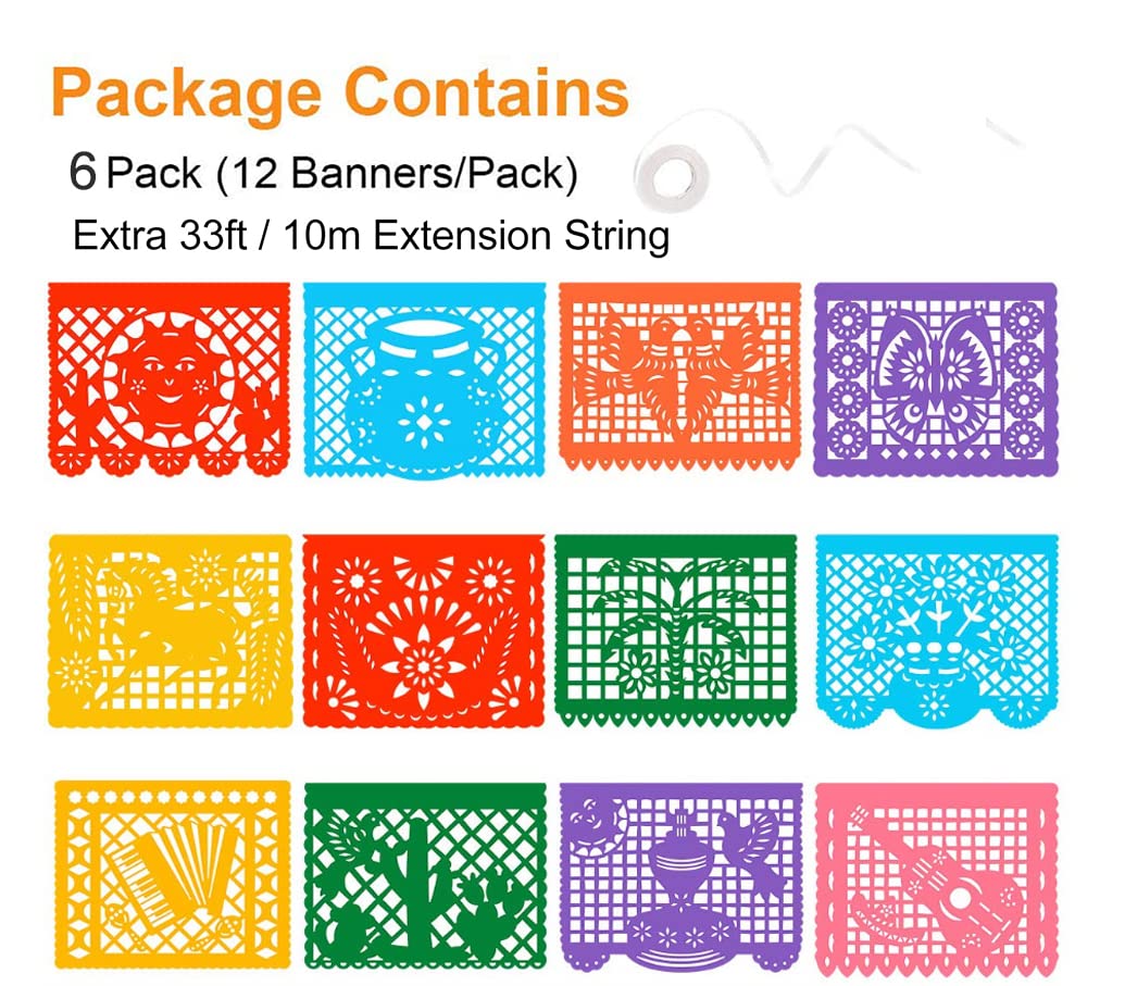DUNCHATY banner pattern 06 displays 12 bright colors to energize any fiesta.