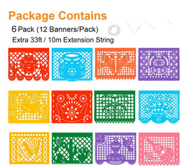 DUNCHATY banner pattern 06 displays 12 bright colors to energize any fiesta.