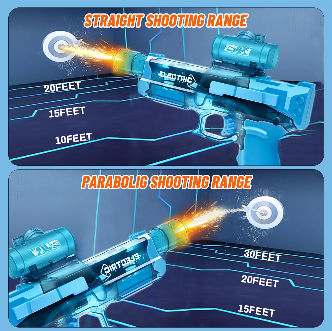 DUNEMEI LED nozzle lights for night battles and glowing water trails.