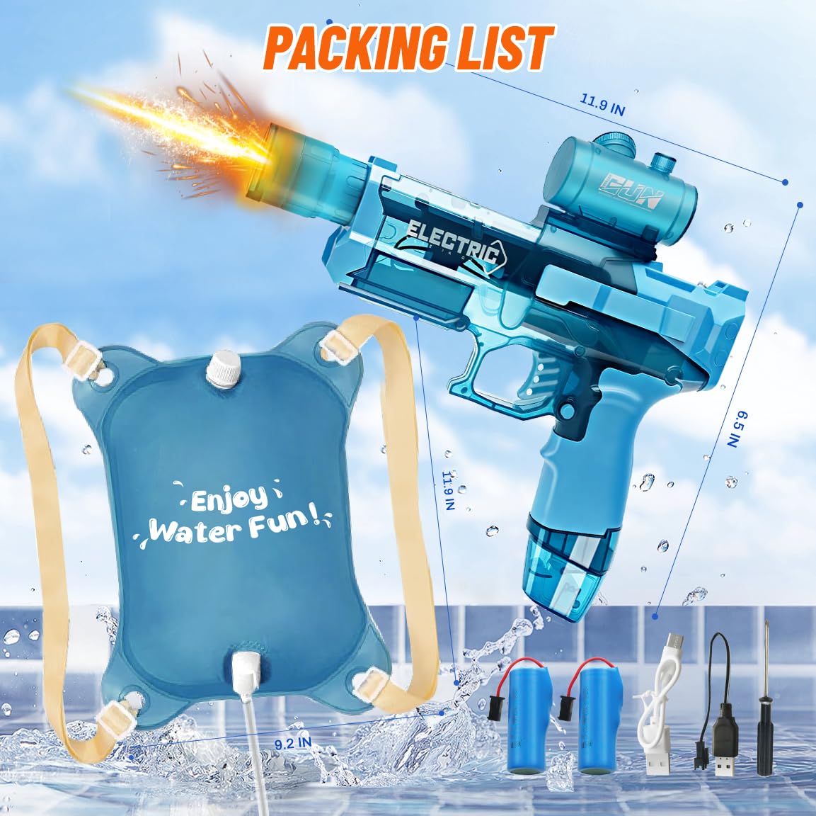 DUNEMEI 2300cc water blaster quick-load bladder ready for back-to-back battles.