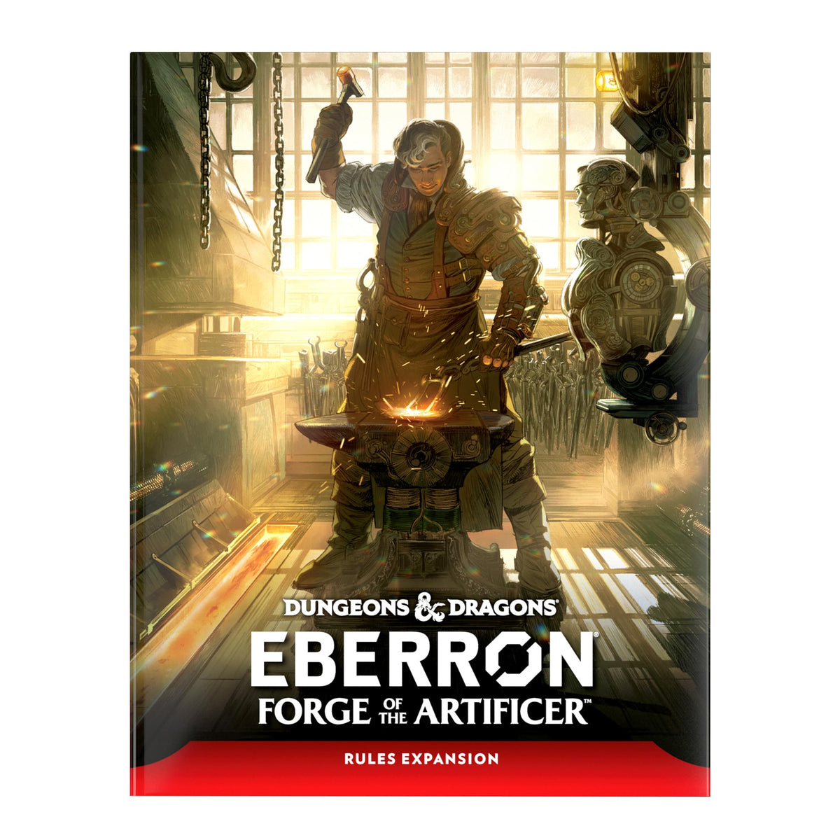 Dungeons & Dragons Eberron Forge of the Artificer book cover highlights invention for inspired gameplay.