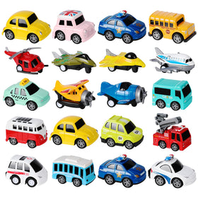DUNRIOG 18 pack pull back cars, colorful mini die cast vehicles for imaginative play