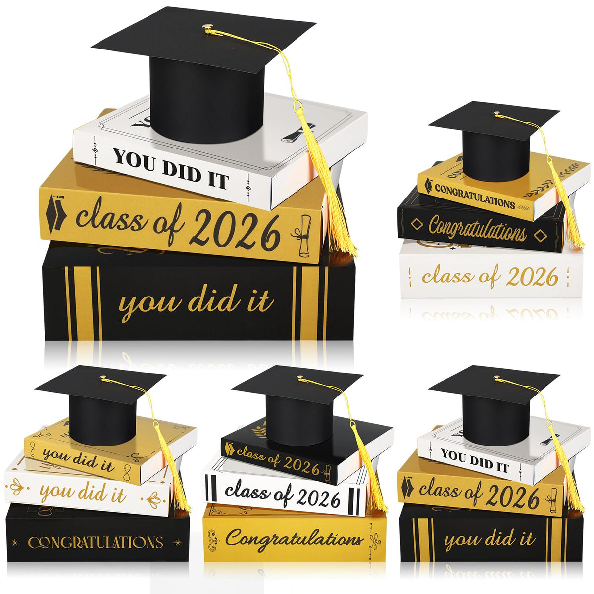 Dunzoom Class of 2026 cap and books set on desk for stylish graduation decor.
