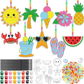 Dunzoom summer window suncatchers kit contents ready for painting and display