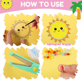 Dunzoom suncatchers kit size and materials with paints and thread for easy crafting at home