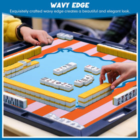 Dunzy mahjong mat protects tabletops while enabling quiet play.