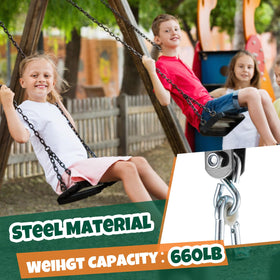 Dunzy metal hanger kit in black enhances durable, weather-resistant swing connections.