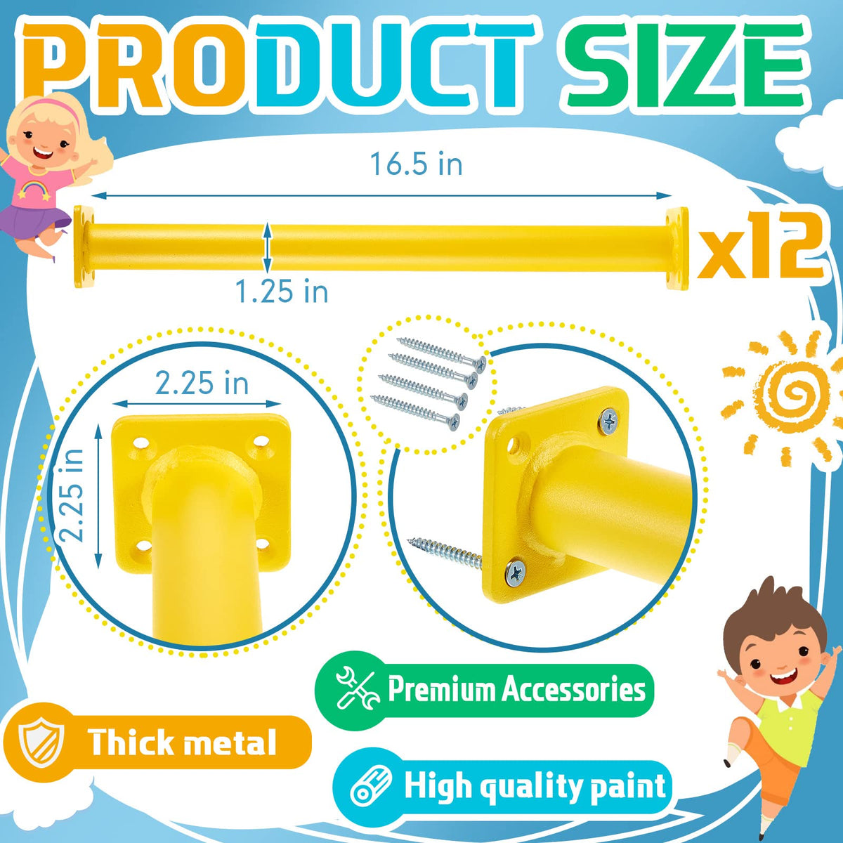 Dunzy screws and hardware kit for quick monkey bar installation